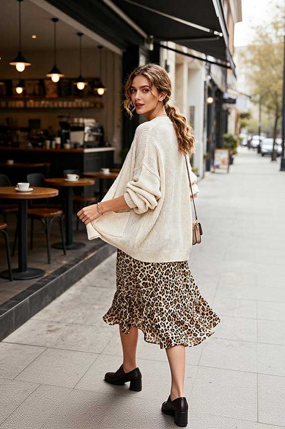 Cream-knit-cardigan-+-leopard-skirt-+-light-boots