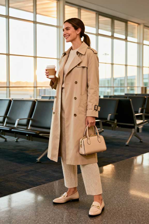 Beige-Trench-+-Matching-Knit-Pants