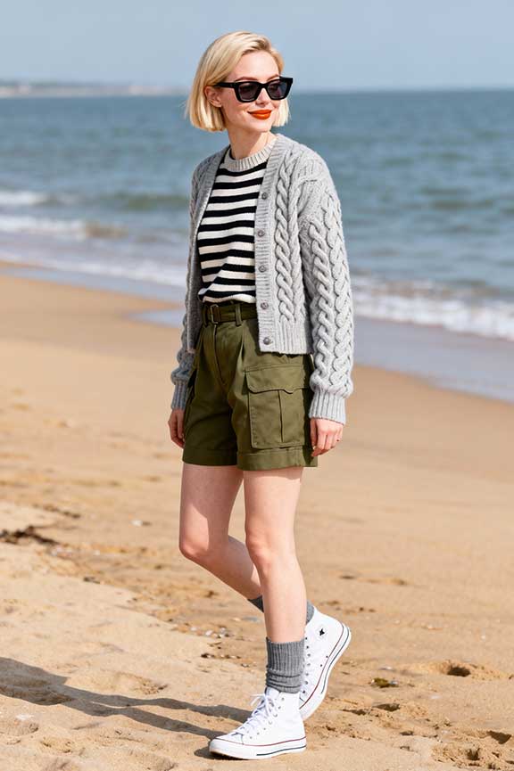 Breton-striped-long-sleeve-+-chunky-cardigan