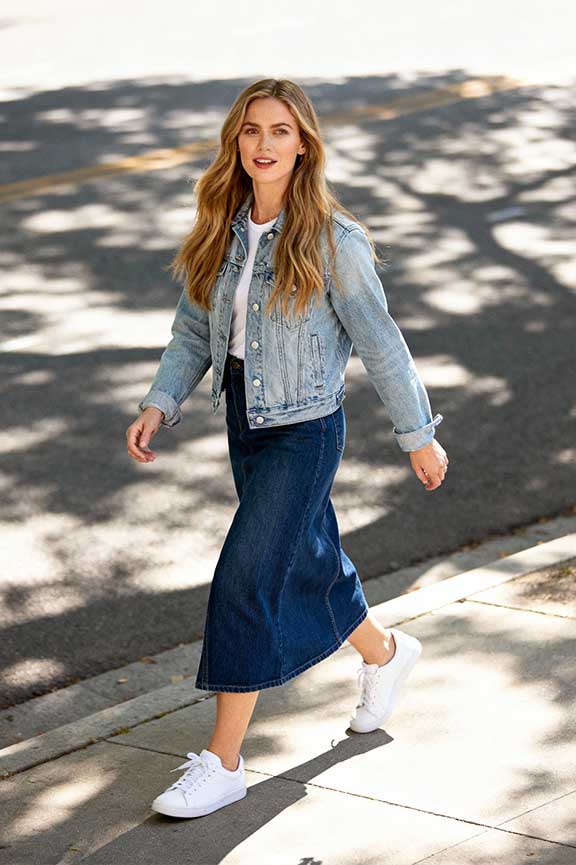 Denim-Maxi-Skirt-+-Denim-Jacket-+-Sneakers