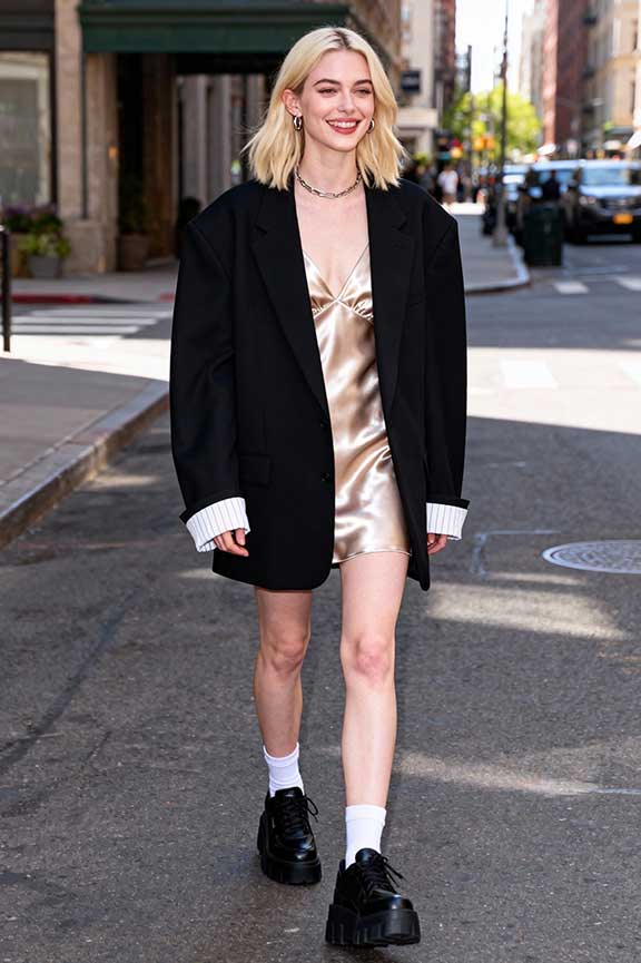 Slip-Skirt-+-Oversized-Blazer-+-Chunky-Sneakers