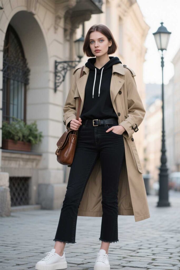 Trench-Coat-+-Hoodie-+-Sneakers