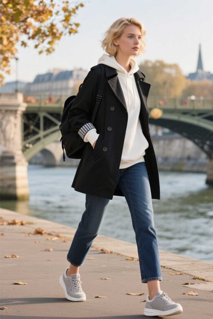 Trench-Coat-+-Hoodie-+-Sneakers