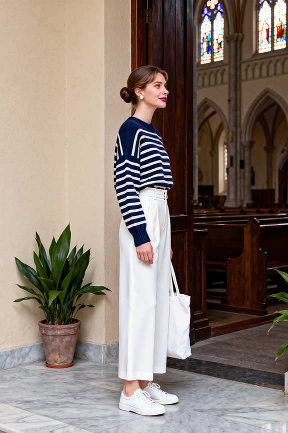 classic-striped-sweater-+-white-wide-leg-trousers