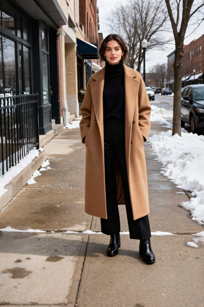 Camel-wool-coat-+-black-turtleneck-sweater-+-straight-leg-trousers-+-black-leather-boots.
