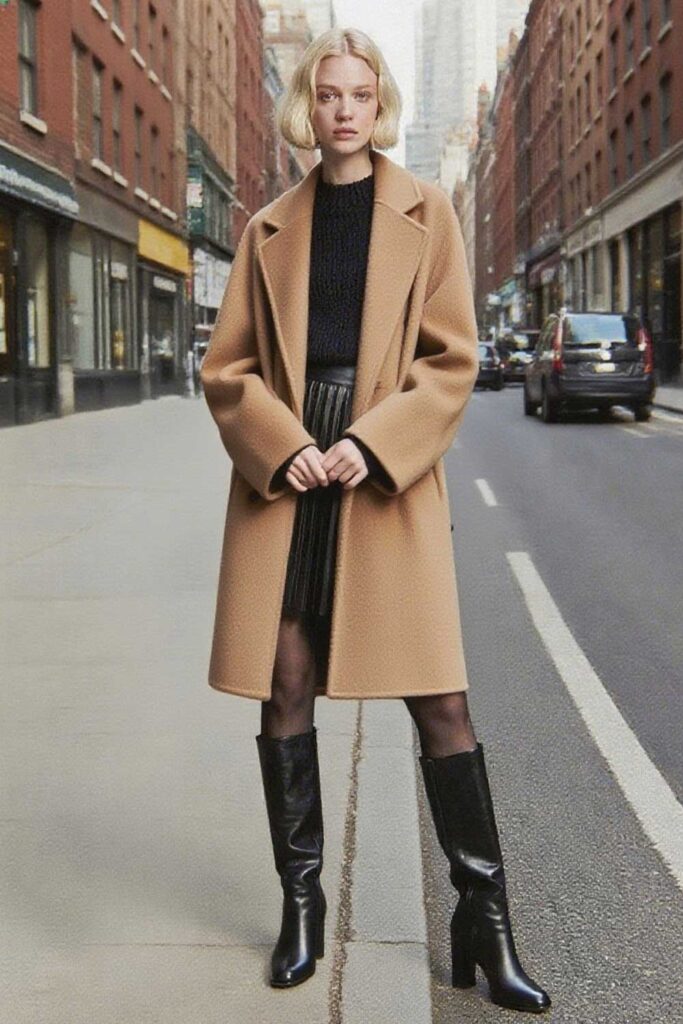 Cashmere-sweater-+-leather-tennis-skirt