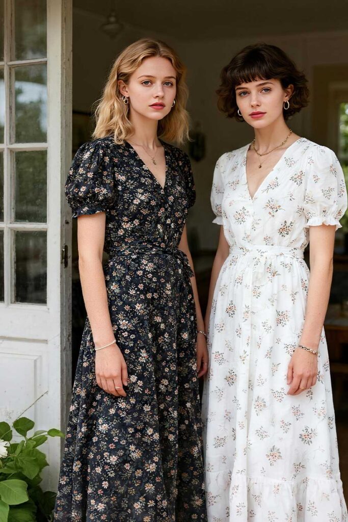 Dark-colors,-pieces-that-nip-in-at-the-waist,-nice-draping-fabrics.--small-prints