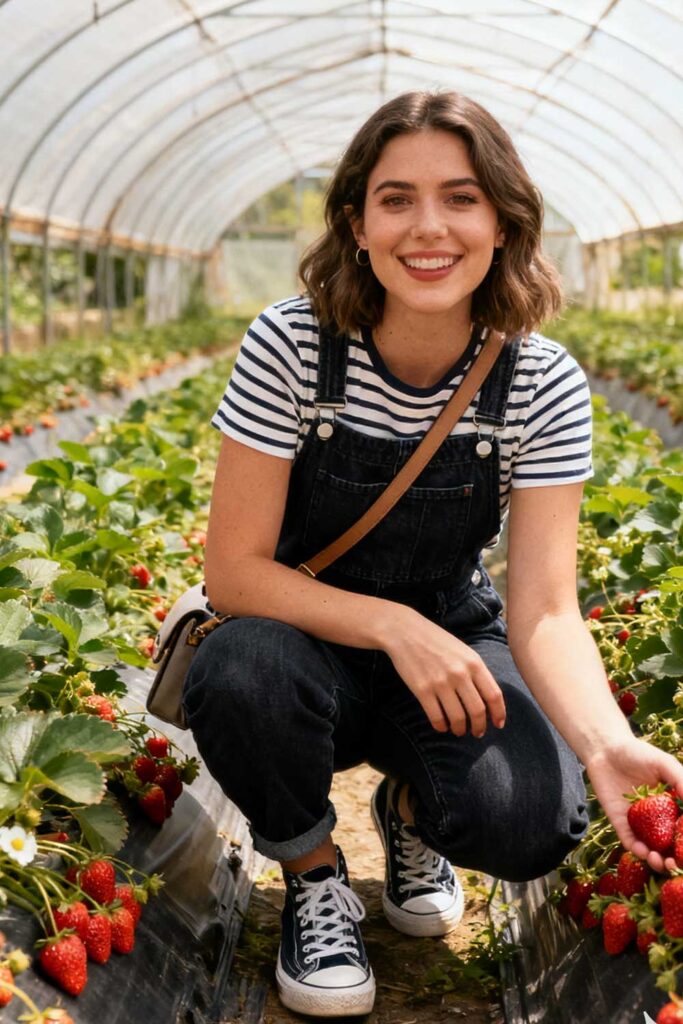 Dark-denim-overalls-+-striped-tee-+-canvas-shoes-+-crossbody-bag-(perfect-for-any-picking-day)