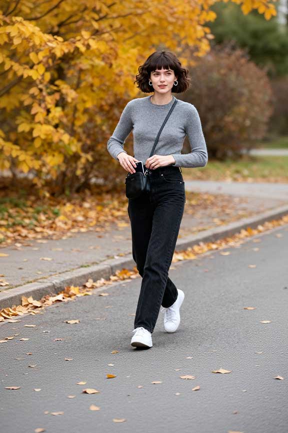Gray-Knit-Top-+-Black-Jeans-+-Sneakers