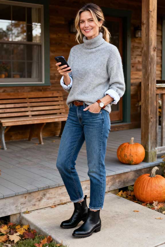 High-Neck-Sweater-+-Straight-Leg-Jeans-+-Chelsea-Boot