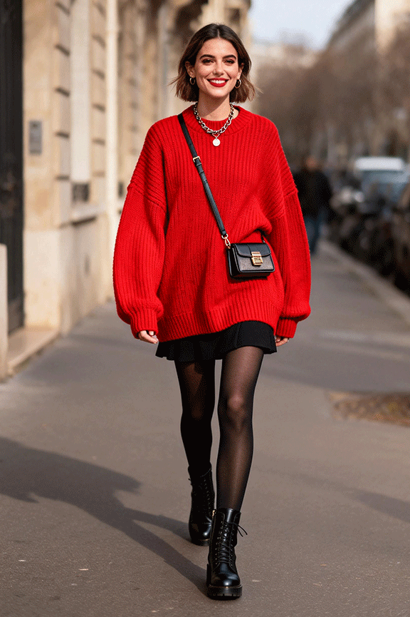 Oversized-Sweater-+-Leather-Mini-Skirt-+-Knee-Boots